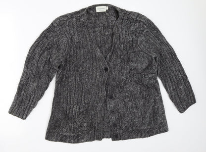 Womens UK Size L Canda Grey Cardigan Jumper