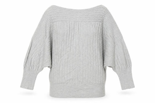 Front view of Miss Selfridge women’s grey jumper, size UK 10