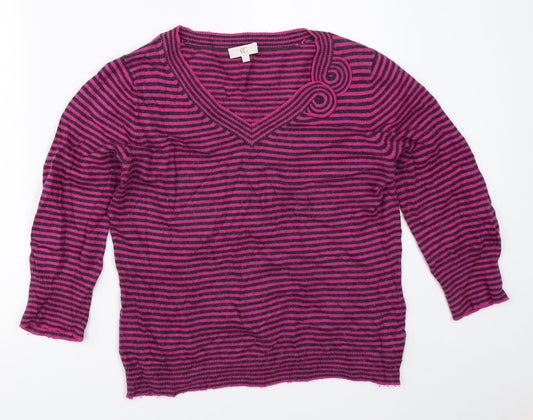 Country Casuals Womens Pink Striped  Pullover Jumper Size S