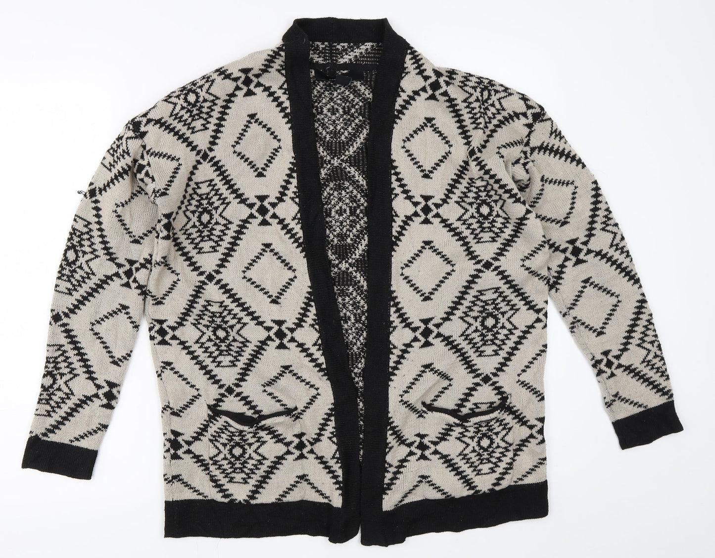 FOREVER 21 Womens Beige Geometric  Cardigan Jumper Size S