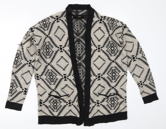 FOREVER 21 Womens Beige Geometric  Cardigan Jumper Size S