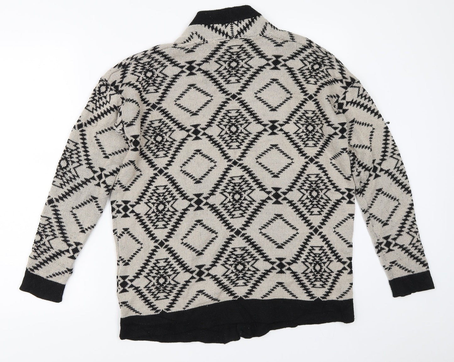 FOREVER 21 Womens Beige Geometric  Cardigan Jumper Size S