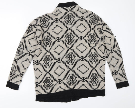 FOREVER 21 Womens Beige Geometric  Cardigan Jumper Size S