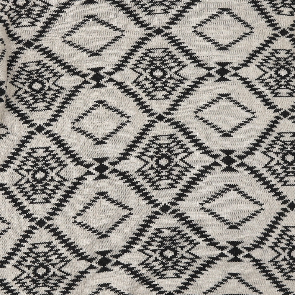 FOREVER 21 Womens Beige Geometric  Cardigan Jumper Size S