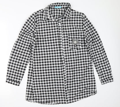 Foresta bella Womens Black Check  Basic Button-Up Size S
