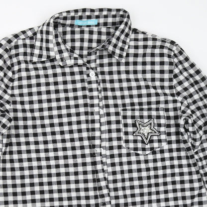 Foresta bella Womens Black Check  Basic Button-Up Size S