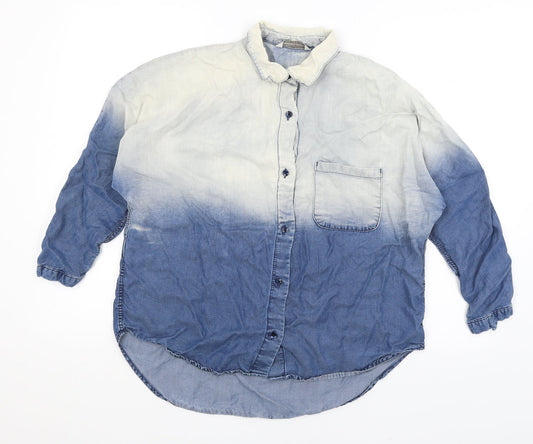 Mens UK Size M Mango Jeans Blue  Button-Up Long Sleeve Casual Shirt