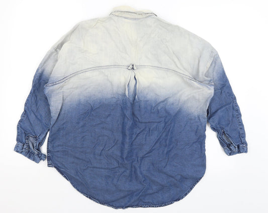 Mens UK Size M Mango Jeans Blue  Button-Up Long Sleeve Casual Shirt
