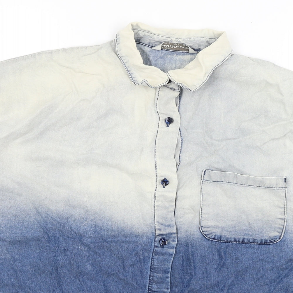 Mens UK Size M Mango Jeans Blue  Button-Up Long Sleeve Casual Shirt