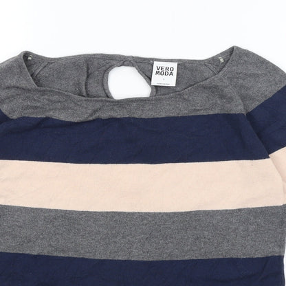 Womens UK Size S VERO MODA Grey Basic T-Shirt