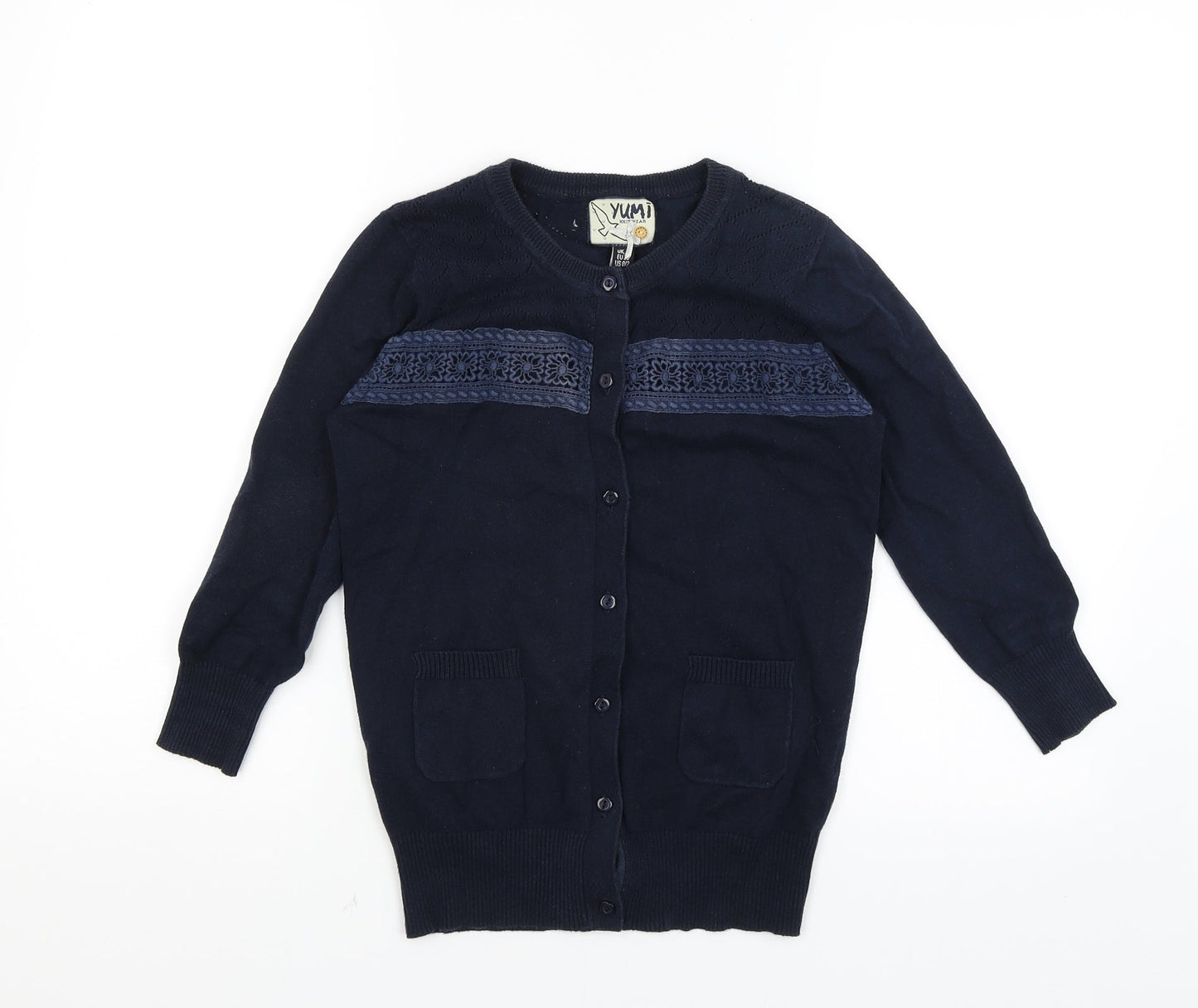 Womens UK Size 8 Yumi Blue Cardigan Jumper