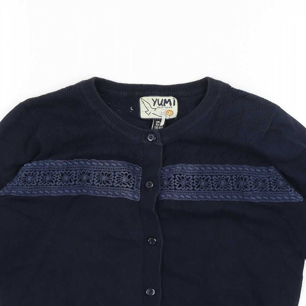 Womens UK Size 8 Yumi Blue Cardigan Jumper