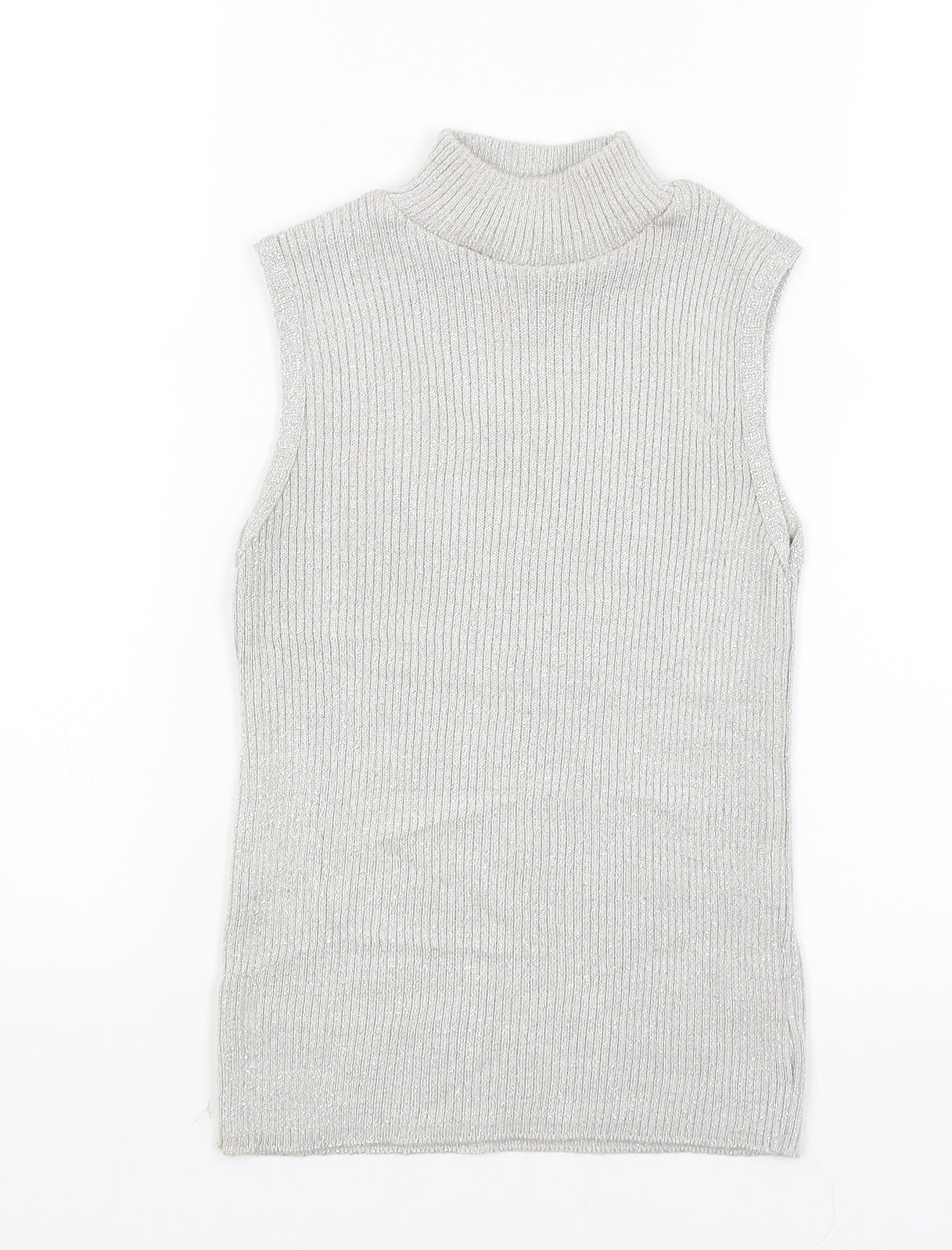 Womens UK Size S Sara Neal Silver Basic Tank