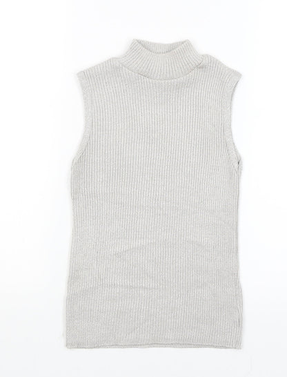 Womens UK Size S Sara Neal Silver Basic Tank