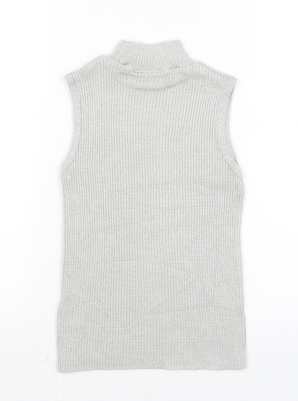 Womens UK Size S Sara Neal Silver Basic Tank