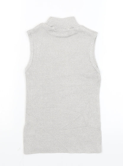 Womens UK Size S Sara Neal Silver Basic Tank