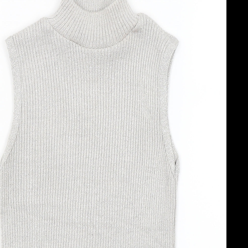 Womens UK Size S Sara Neal Silver Basic Tank