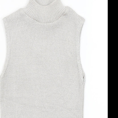 Womens UK Size S Sara Neal Silver Basic Tank