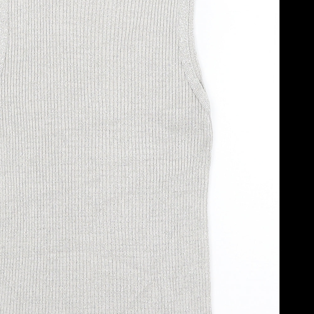 Womens UK Size S Sara Neal Silver Basic Tank