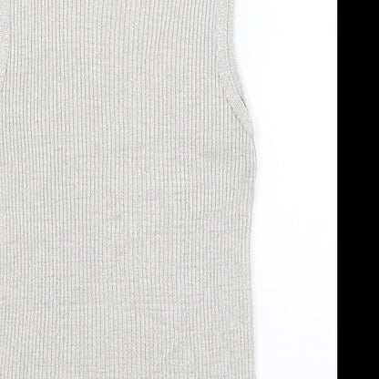 Womens UK Size S Sara Neal Silver Basic Tank