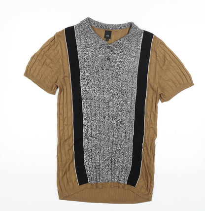 Womens UK Size M River Island Brown Basic T-Shirt