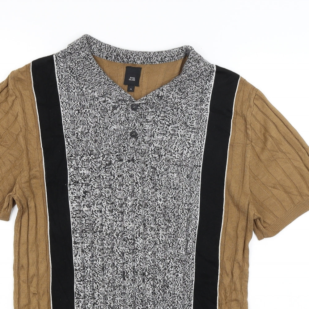 Womens UK Size M River Island Brown Basic T-Shirt