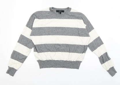 FOREVER 21 Womens Grey Striped  Pullover Jumper Size M