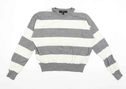 FOREVER 21 Womens Grey Striped  Pullover Jumper Size M