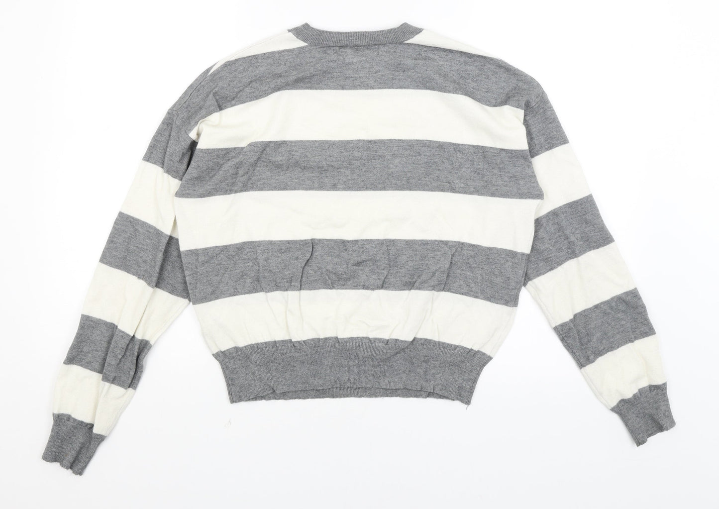 FOREVER 21 Womens Grey Striped  Pullover Jumper Size M