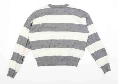 FOREVER 21 Womens Grey Striped  Pullover Jumper Size M