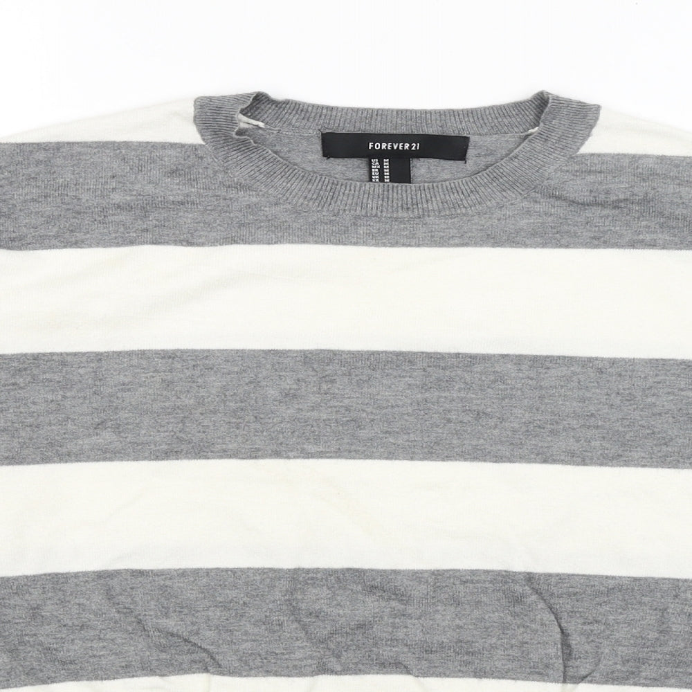 FOREVER 21 Womens Grey Striped  Pullover Jumper Size M