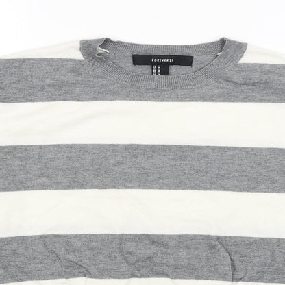 FOREVER 21 Womens Grey Striped  Pullover Jumper Size M