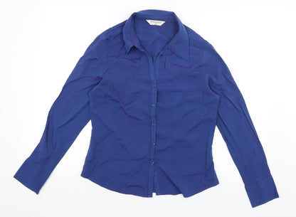 Womens UK Size 14 Dorothy Perkins Blue Basic Button-Up