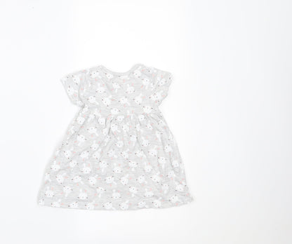 Lullaby Girls Grey Geometric  A-Line  Size 0-3 Months  - rabbitsa