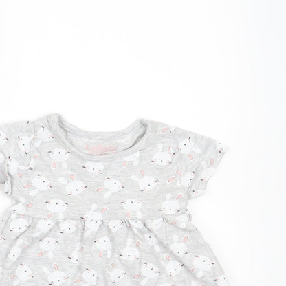 Lullaby Girls Grey Geometric  A-Line  Size 0-3 Months  - rabbitsa