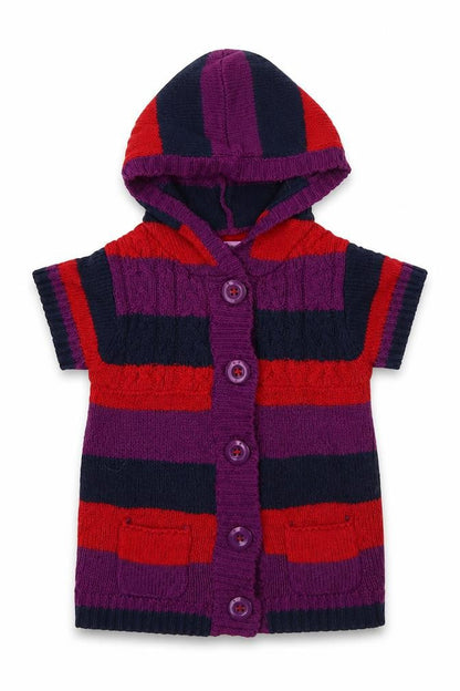 Front view of F&F Baby Multicoloured Striped Cardigan Jumper, size 12-18, Months