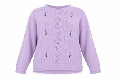 Beaumonde Womens Purple Floral  Pullover Jumper Size 18