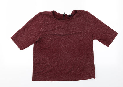 Womens UK Size 12 Topshop Red Basic T-Shirt