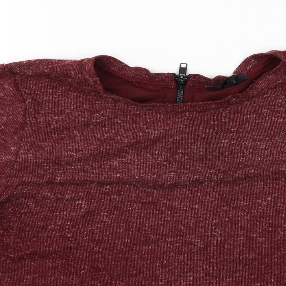 Womens UK Size 12 Topshop Red Basic T-Shirt