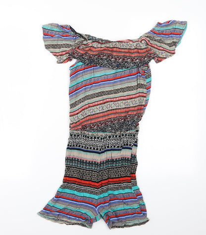 Atmosphere Womens Multicoloured Striped  Playsuit One-Piece Size 6  - Atmosphere Shorts playsuit