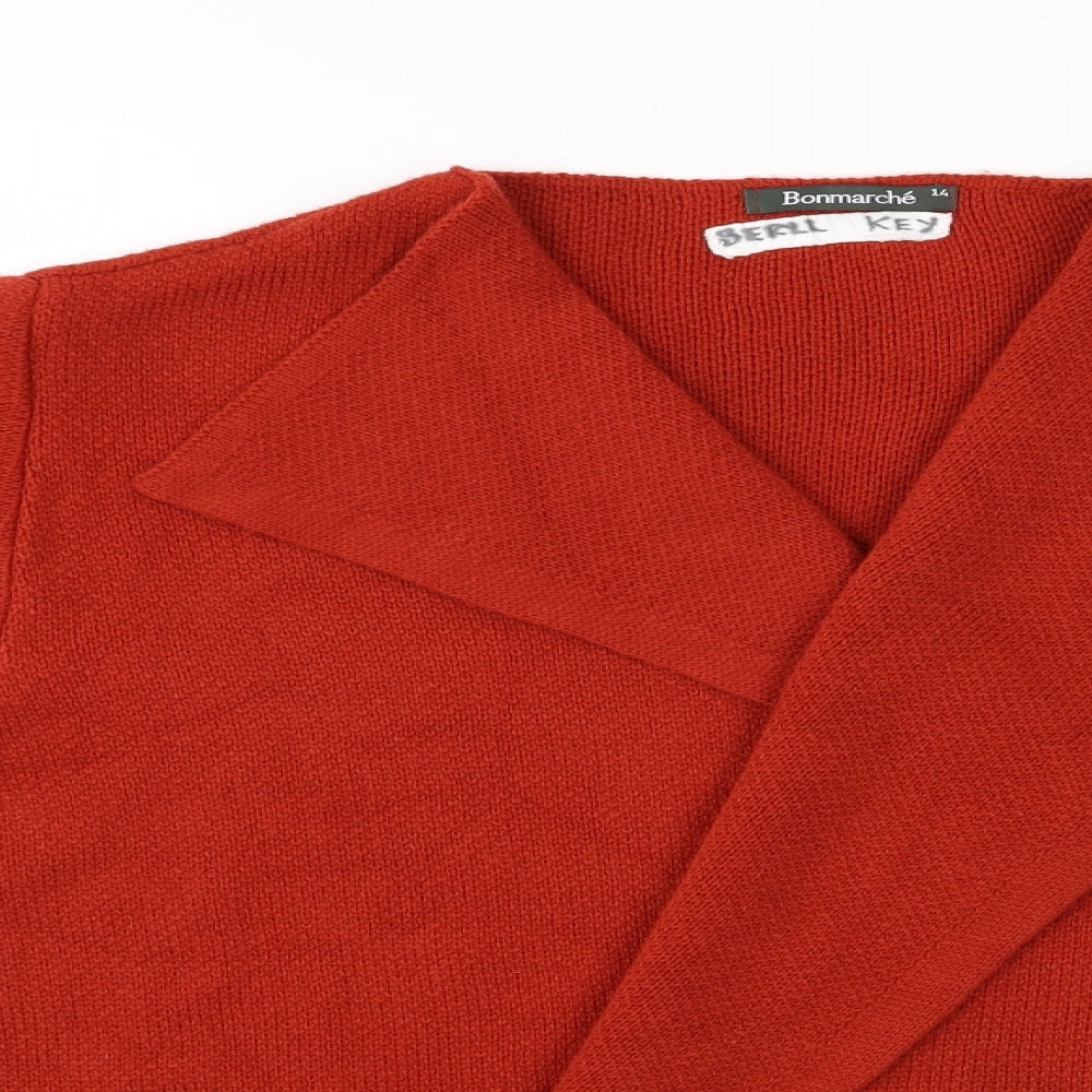 Womens UK Size 14 Bonmarché Orange Wrap Jumper
