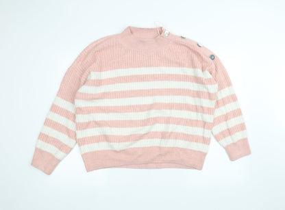 George Womens Pink Striped  Pullover Jumper Size L