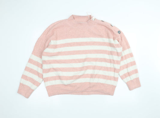 George Womens Pink Striped  Pullover Jumper Size L