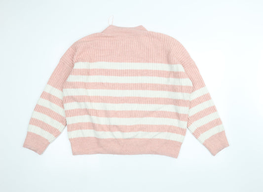 George Womens Pink Striped  Pullover Jumper Size L