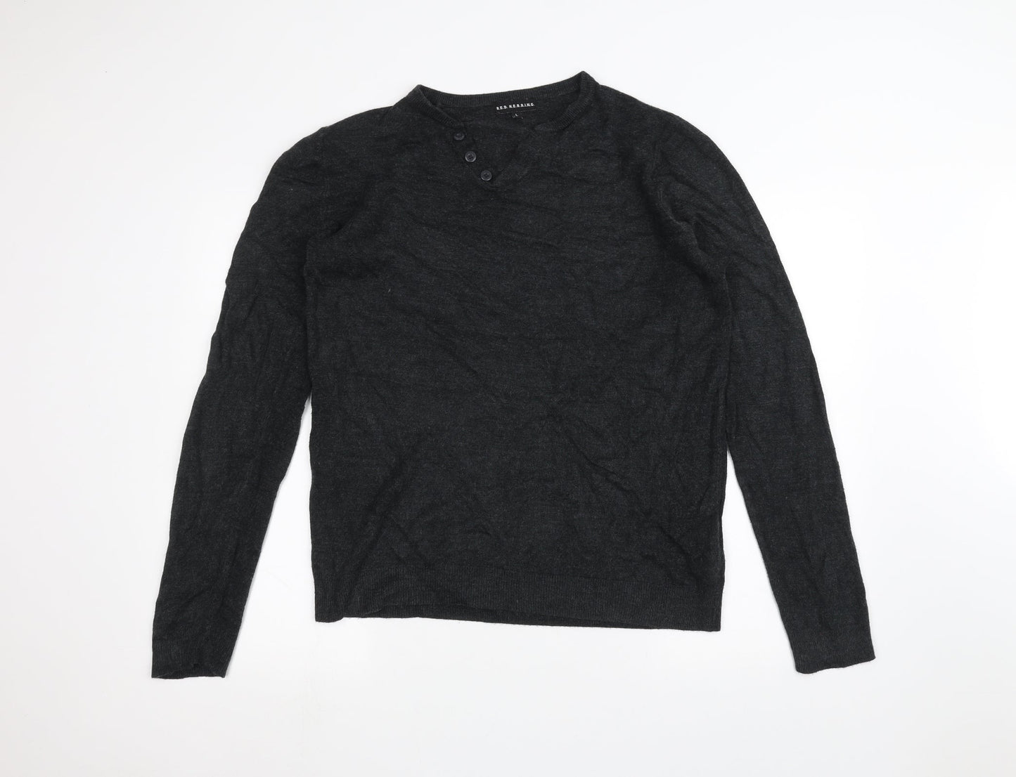 Red Herring Mens Black   Pullover Jumper Size L