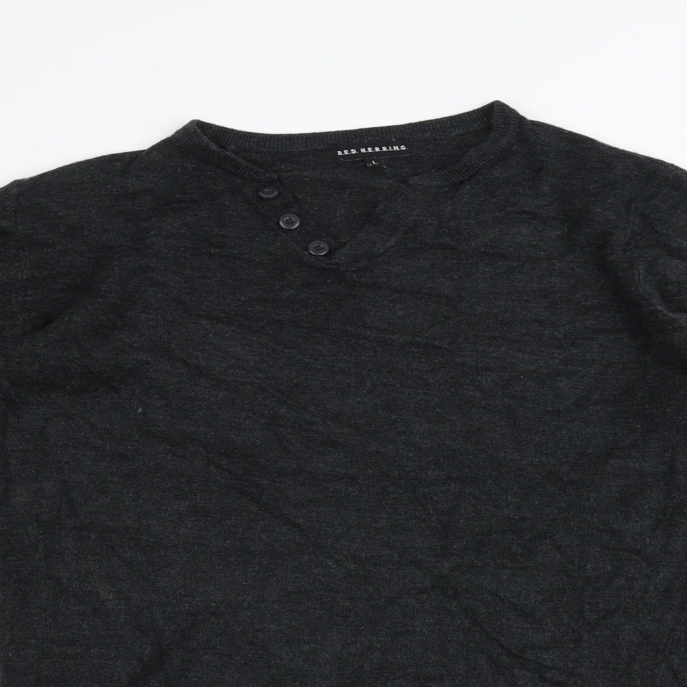 Red Herring Mens Black   Pullover Jumper Size L