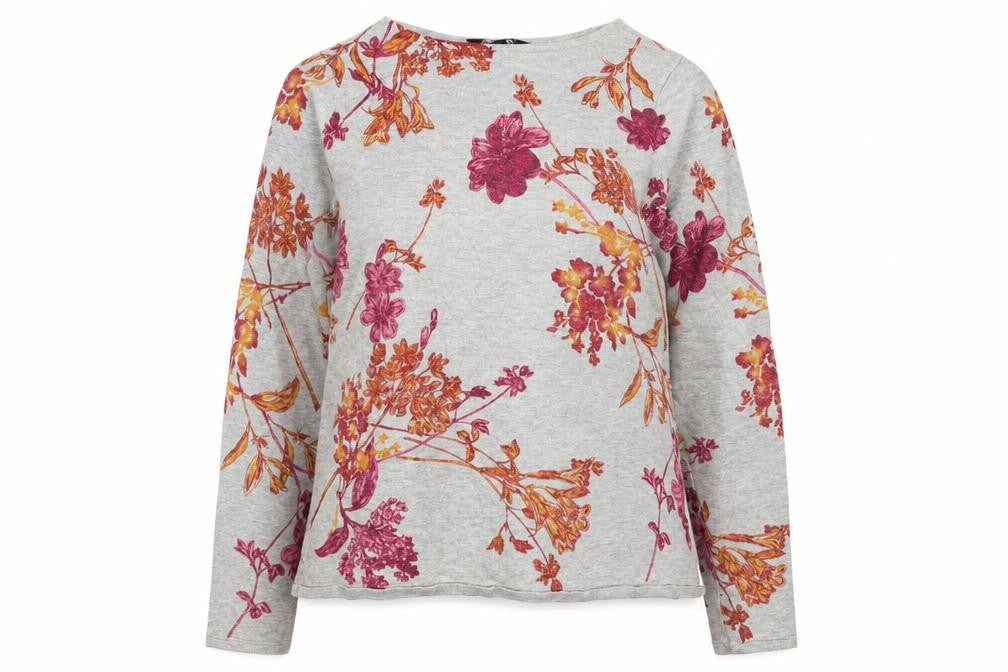 Bonmarché Womens Grey Floral Pullover Jumper Size 14