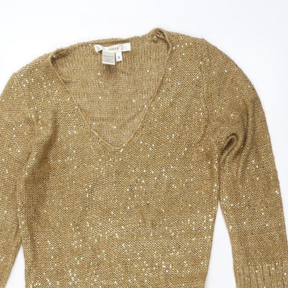 Womens UK Size M STUDIO Gold Pullover Jumper