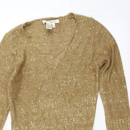 Womens UK Size M STUDIO Gold Pullover Jumper
