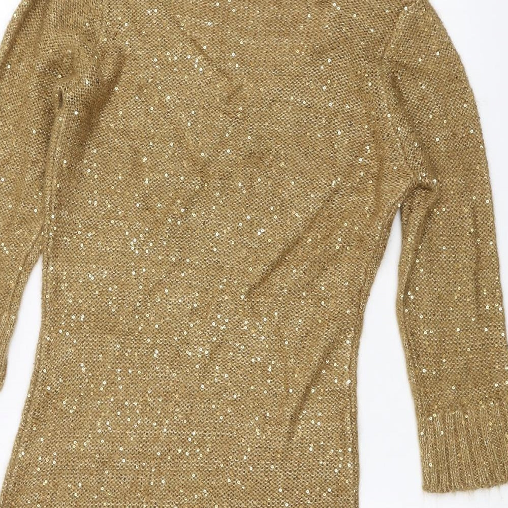 Womens UK Size M STUDIO Gold Pullover Jumper